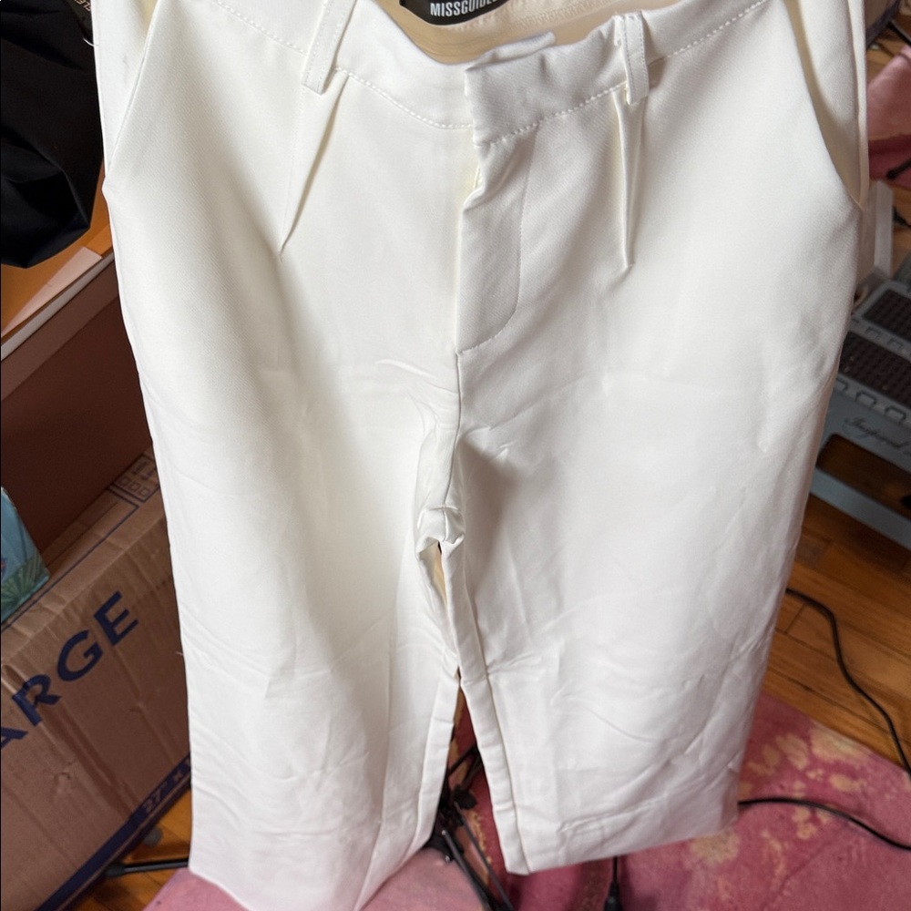 Missguided Cream Tailored Trousers